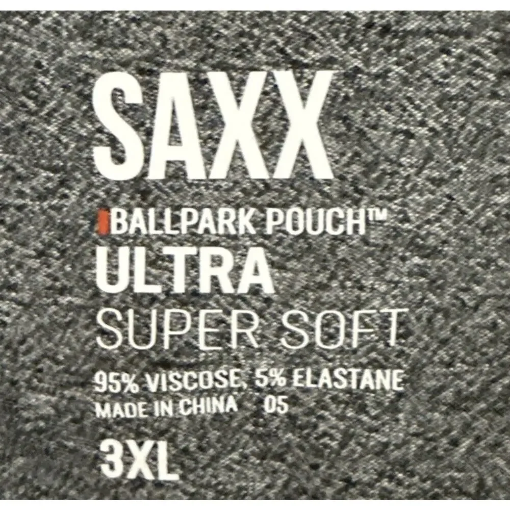 SAXX Boxer Brief Mens 3XL Gray Ultra Super Soft BallPark Pouch Fly NWT